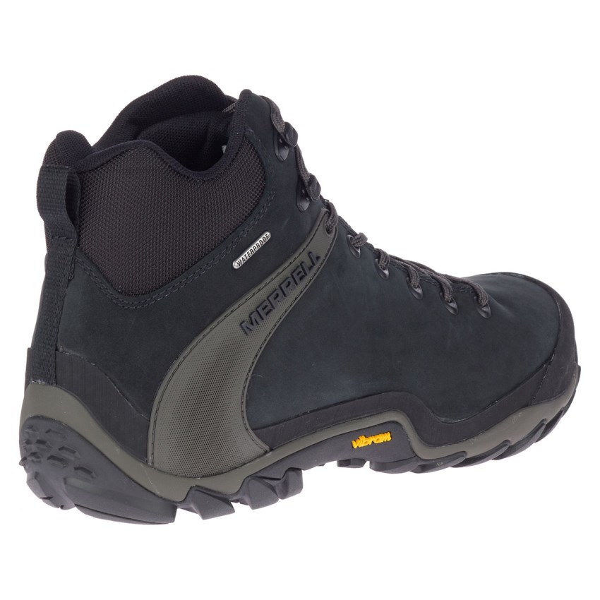 Chaussures Randonnée Merrell Chameleon 8 Leather Mid Waterproof Noir Homme | J.B.YUQX